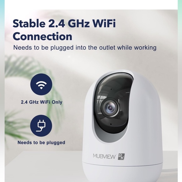 Mubview indoor security camera, 2K,pet camera 2.4G, white - Picture 4 of 6